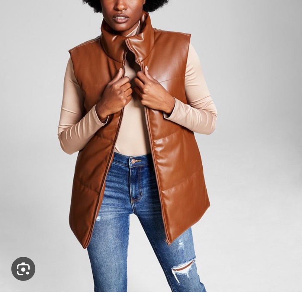 Women’s Faux leather oversized puffer Vest